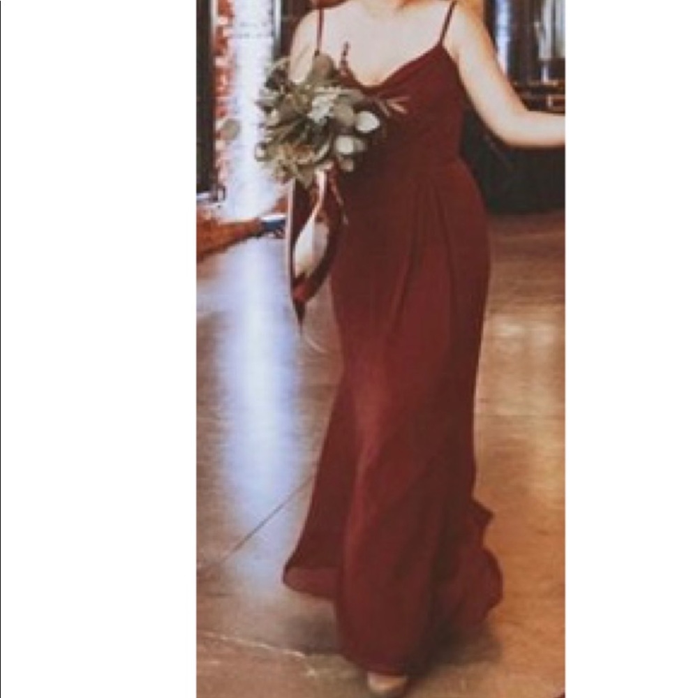 Long chiffon burgundy dress